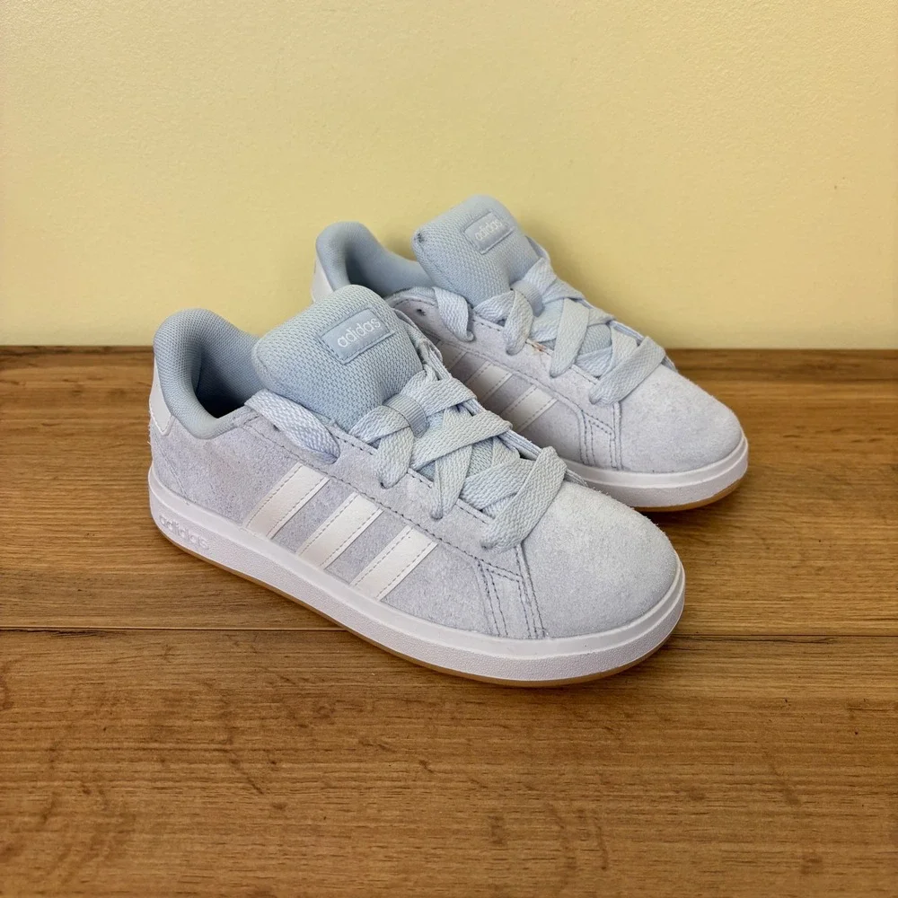 Adidas Grand Court 00s Shoes Crystal Sky/Cloud White Kids Size 1 Suede Lace Up